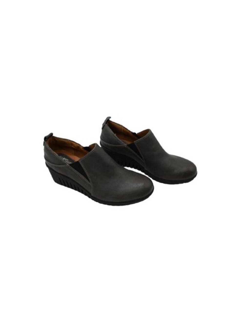 Euro Sofft Laether Slip On Wedge Booties Gray Size 7.5 Stretch Comfort Classic